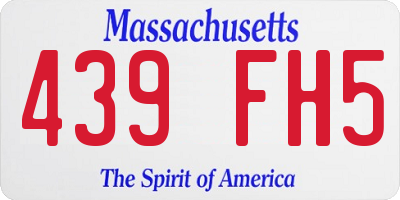 MA license plate 439FH5