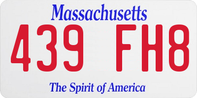 MA license plate 439FH8