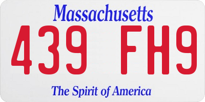 MA license plate 439FH9