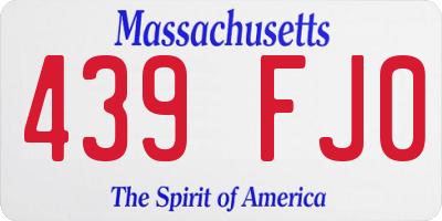 MA license plate 439FJ0