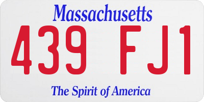MA license plate 439FJ1
