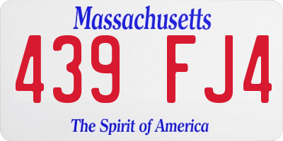 MA license plate 439FJ4