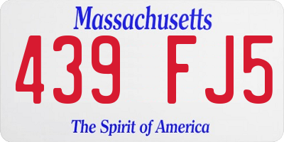 MA license plate 439FJ5