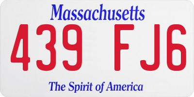 MA license plate 439FJ6