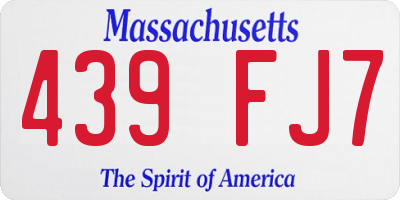 MA license plate 439FJ7