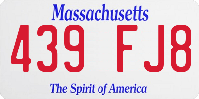 MA license plate 439FJ8
