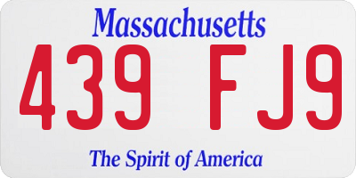 MA license plate 439FJ9