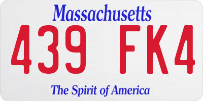 MA license plate 439FK4