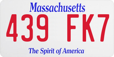 MA license plate 439FK7