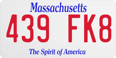 MA license plate 439FK8