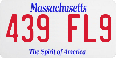 MA license plate 439FL9