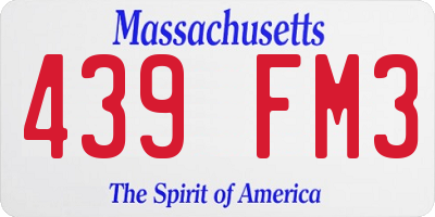MA license plate 439FM3