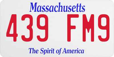 MA license plate 439FM9