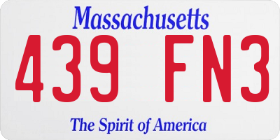 MA license plate 439FN3