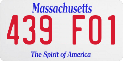MA license plate 439FO1