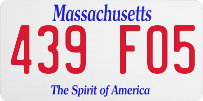 MA license plate 439FO5