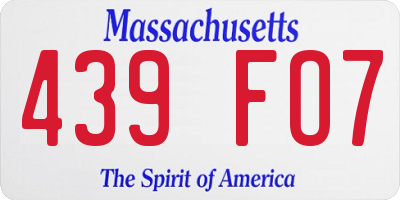 MA license plate 439FO7