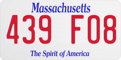 MA license plate 439FO8