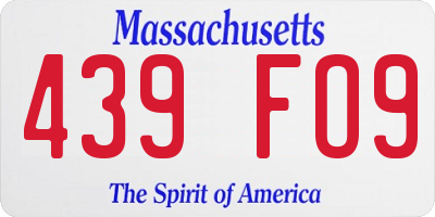 MA license plate 439FO9