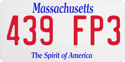 MA license plate 439FP3