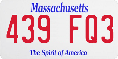 MA license plate 439FQ3
