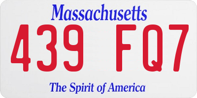 MA license plate 439FQ7