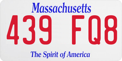MA license plate 439FQ8
