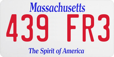 MA license plate 439FR3