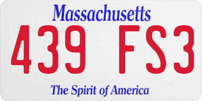 MA license plate 439FS3
