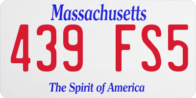 MA license plate 439FS5