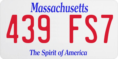 MA license plate 439FS7