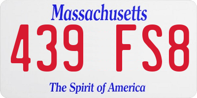 MA license plate 439FS8