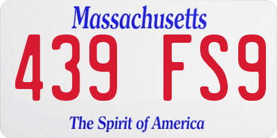 MA license plate 439FS9