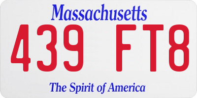 MA license plate 439FT8