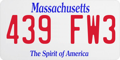 MA license plate 439FW3