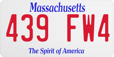 MA license plate 439FW4