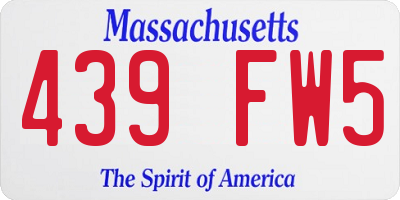 MA license plate 439FW5