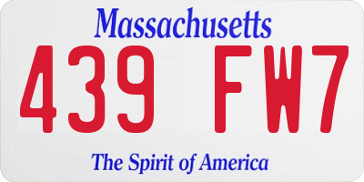 MA license plate 439FW7