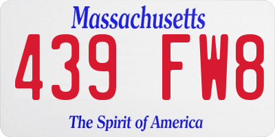 MA license plate 439FW8