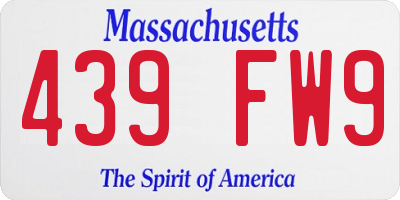 MA license plate 439FW9
