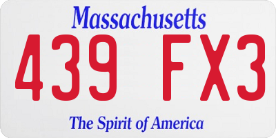 MA license plate 439FX3