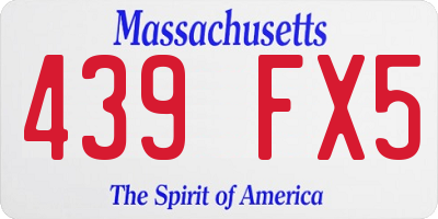 MA license plate 439FX5