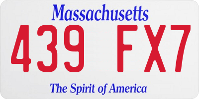 MA license plate 439FX7