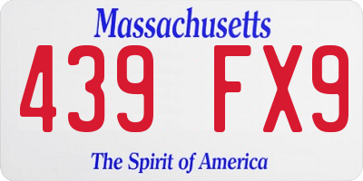 MA license plate 439FX9