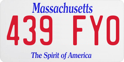 MA license plate 439FY0