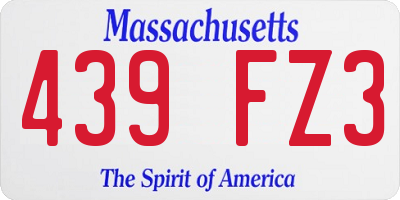 MA license plate 439FZ3