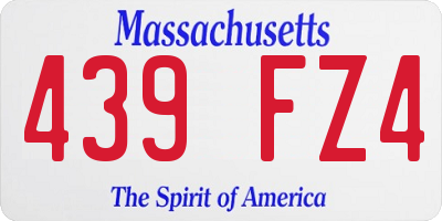 MA license plate 439FZ4