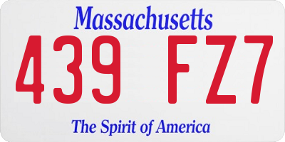 MA license plate 439FZ7