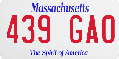 MA license plate 439GA0