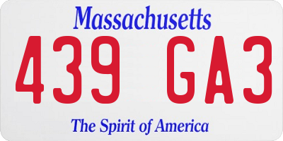 MA license plate 439GA3